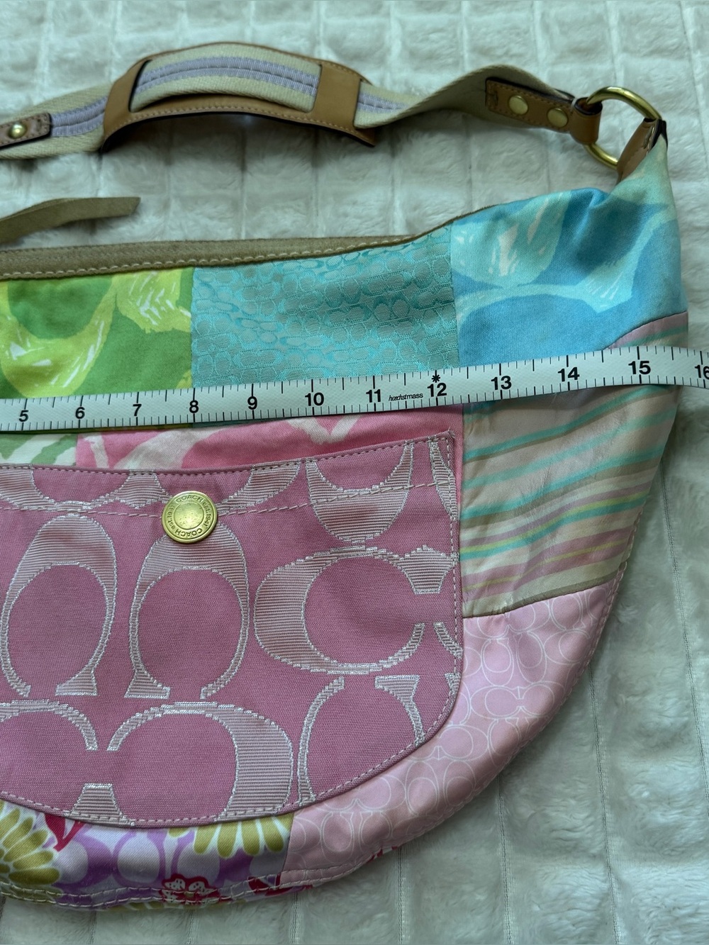 Coach Y2K 90’s Patchwork Shoulder Bag ~ Signature Print Crescent Hobo Vintage - Picture 9 of 12